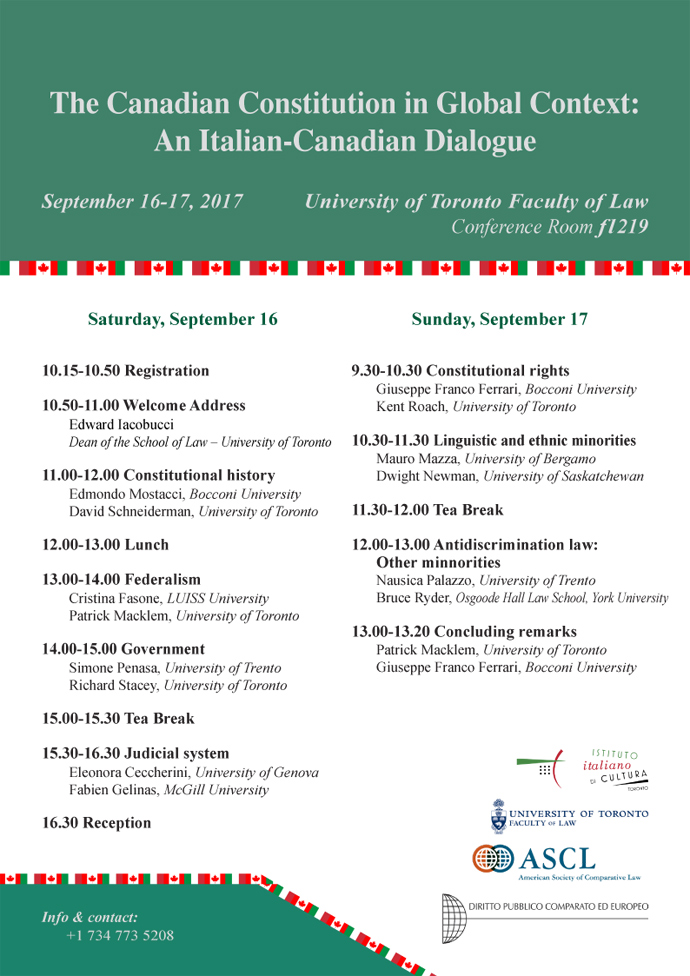 The Canadian Constitution in Global Context: An Italian-Canadian Dialogue