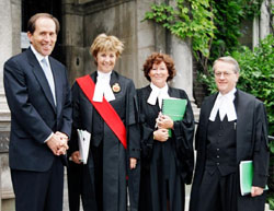 Acting Dean Brian Langille with Justices Lax, Arbour and Sharpe
