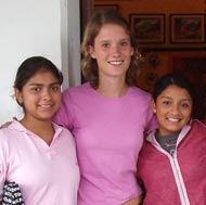 IHRP intern Sarah McEachern with some of her English students, outside the Casa del Niño office