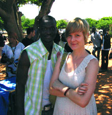 Kate Oja with refugee
