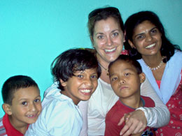 Candace Telfer at the Women's Foundation of Nepal shelter.
