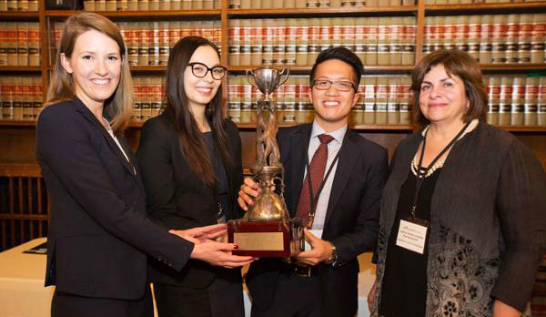 Grace Smith, Serin Remedios, Chris Wong (our 3 mooters) with Supreme Court of Canada Justice Andromache Karakatsanis