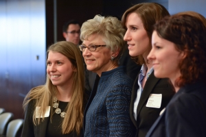 Chief Justice Beverly McLachlin in a group shot with students