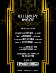 Art deco style poster of the literary moot