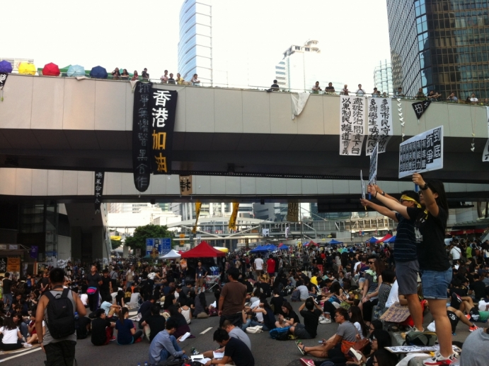 Admiralty neighbourhood in Hong Kong full of protesters