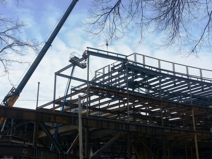 trusses going up on the contruction site