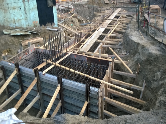 close ups of the foundation walls for the Crescent wing