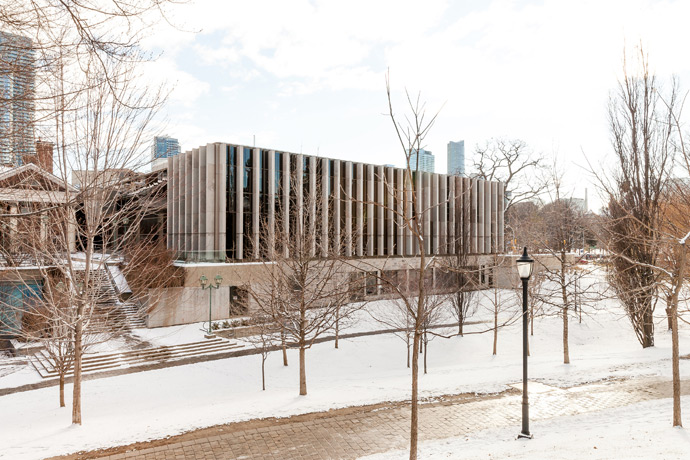 Jackman Law Building from across Philosopher's Walk, winter