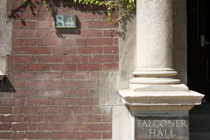 Falconer Hall closeup - number and nameplate