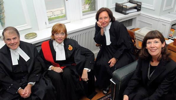 (L-R): Justices Armstrong, Epstein, Abella, and Dean Mayo Moran