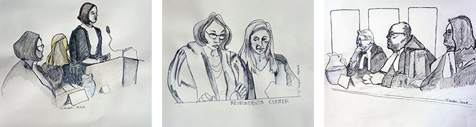 Sketches of the 2017 Grand Moot by artist Tanya Murdoch