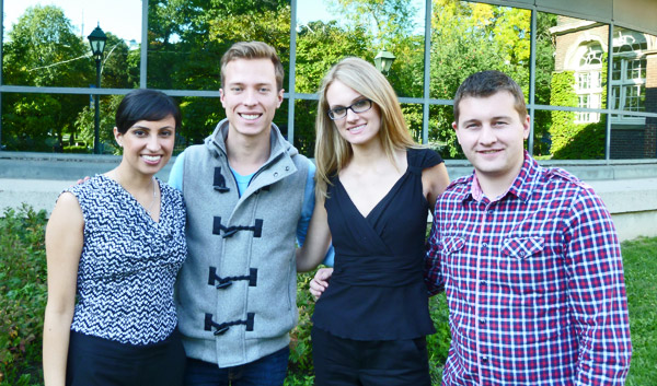 Alyssa Manji (III), PBSC Volunteer Coordinator, Brendan Stevens (I), Michelle Jennett (I) and Adam Curran (I), McCarthy Tétrault Interns