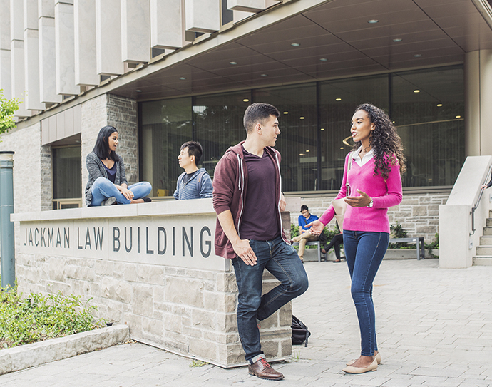 Students in front of Jackman Law Building