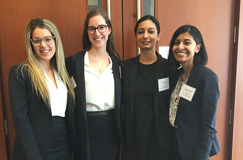 The Wilson Moot team, 2019: Mariangela Asturi, Eileen Church Carson, Su Rao and Sonia Patel