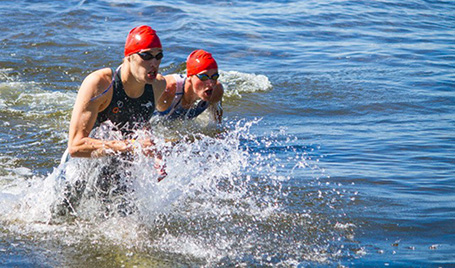 Aidan Katz competing in triathlon