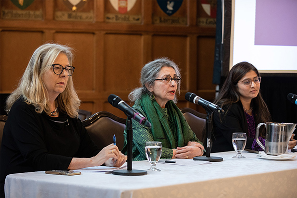 Left to right: Professor Brenda Cossman, Professor Shahrzad Mojab, Deepa Matto