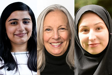 From left to right: MIT PhD student Aparna Balagopalan, SRI Director Gillian Hadfield and SRI Faculty Affiliate Marzyeh Ghassemi (supplied photos)