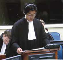 Kerry Sun at the mock trial at the ICTY.