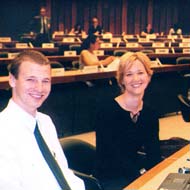 Rachelle Dickinson with Max Morgan at the UN Sub-Commission on Promotion and Protection of Human Rights