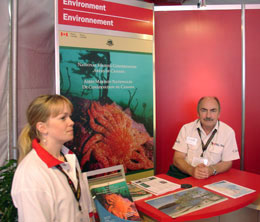 Sarah Hudson at the Parks Canada display & information session at the Canada Pavilion, Victoria Tall Ships Festival, July 2005