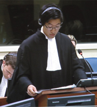 Kerry Sun at the mock trial at the ICTY