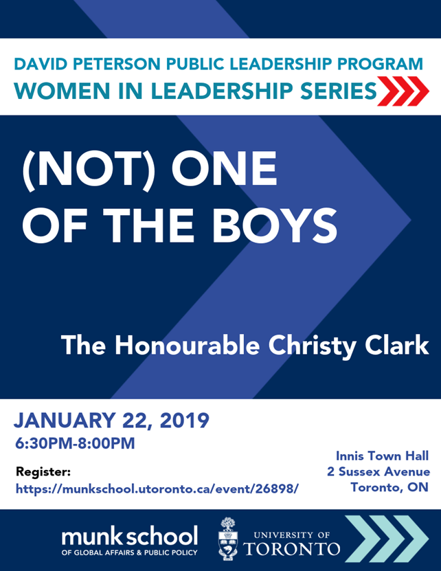 Event Invitation | (Not) One of the Boys | The Honourable Christy Clark | Jan 22, 2019 
