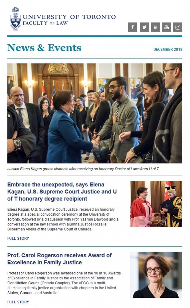 Law alumni e.newsletter, December 2018