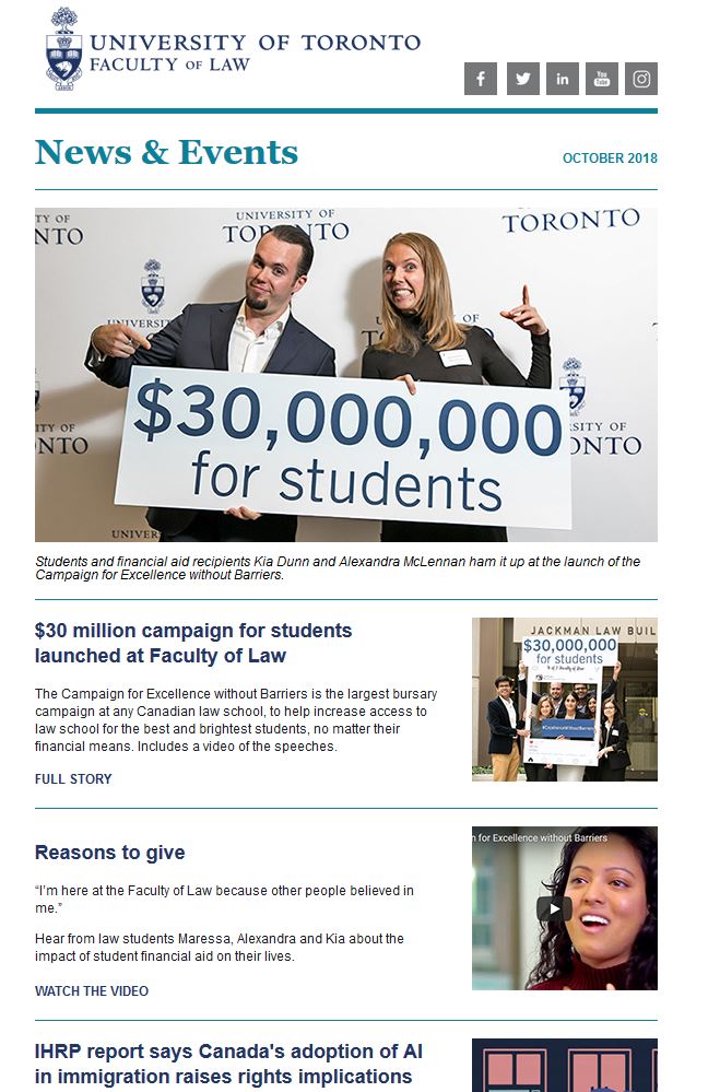 Snippet of October law alumni e.newsletter