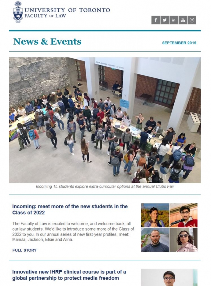 Faculty of Law alumni e.newsletter for September
