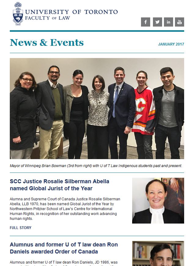 Law alumni e.newsletter, January 2016