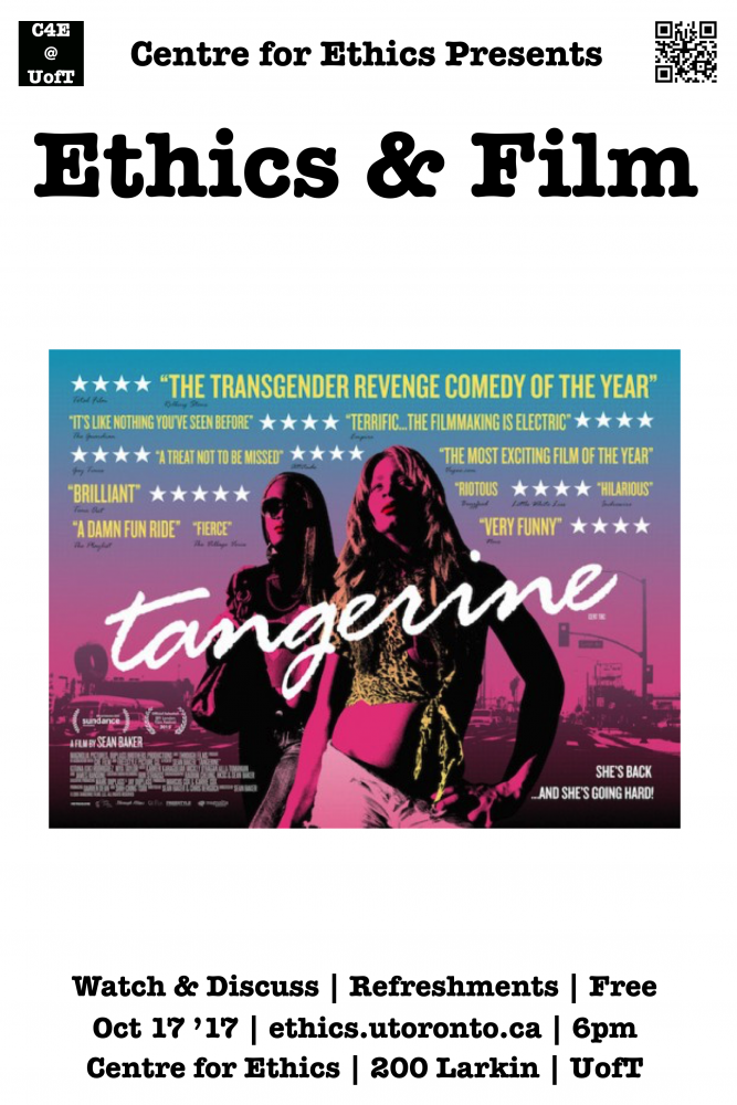 Poster for ethics and film event Tangerine