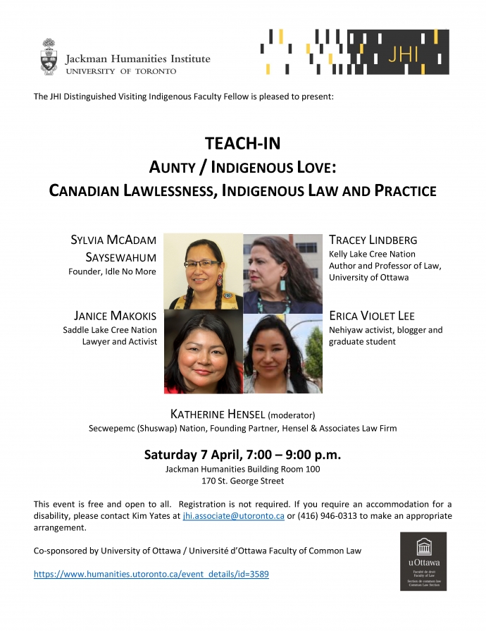 TEACH-IN Aunty/Indigenous Love: Canadian Lawlessness, Indigenous Law, and Practice