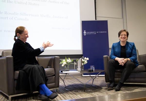 Justice Abella and Justice Kagan in conversation at the Faculty of Law