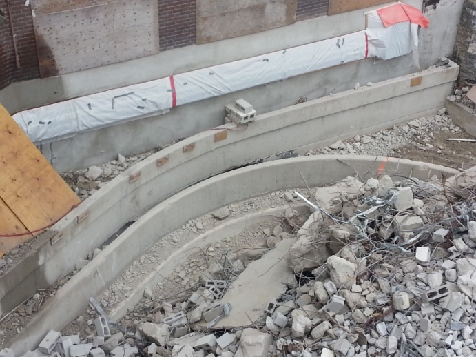 rubble in former lower rotunda area of law library