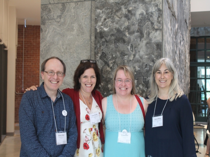 Conference organizers (from left to right) Jonny Hall (Northumbria University), Lisa Cirillo (President of ACCLE and Executive Director of Downtown Legal Services), Dr. Elaine Hall (Northumbria University and editor of the IJCLE) and Cheryl Milne (Executive Director of the Asper Centre).