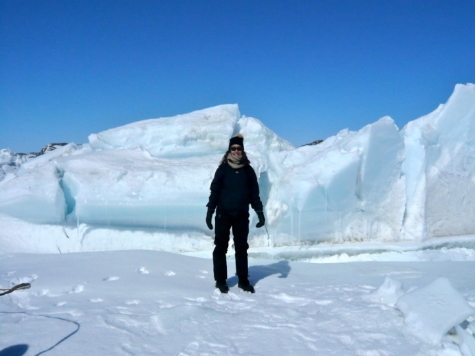 Chloe in front of ice  in Nunavut
