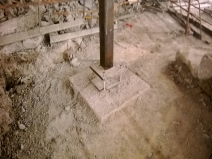 closeup of footing in demolition site