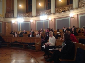 conference attendees sitting in University of Oslo lecture hall