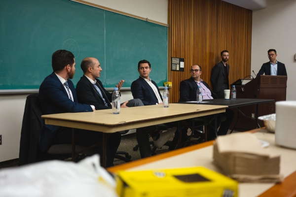 Panelists from left to right: Russell Hall, Samuel Carsley, Jonathan Sherman, Mark Cavdar