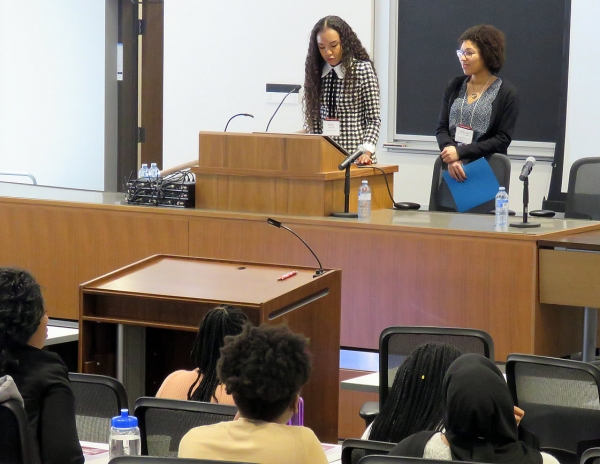 Black law students at the podium