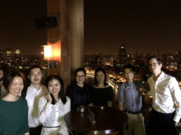 Law student D'Arcy White in a group shot with law colleagues in Shanghai