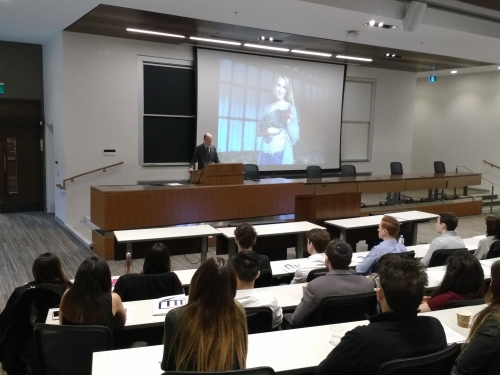 Dean Iacobucci opening Welcome Day in the Moot Court Room
