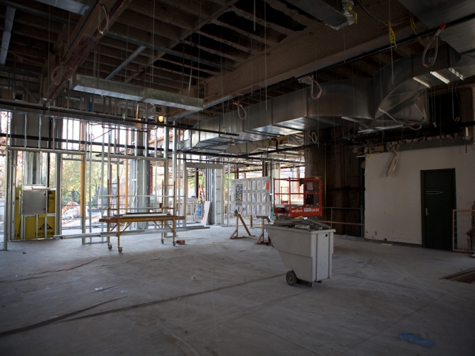 Interior view of the main floor with mechanicals visible