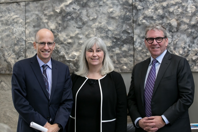 Dean Ed Iacobucci with Cheryl Milne and David Asper