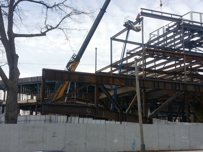 trusses going up on the contruction site