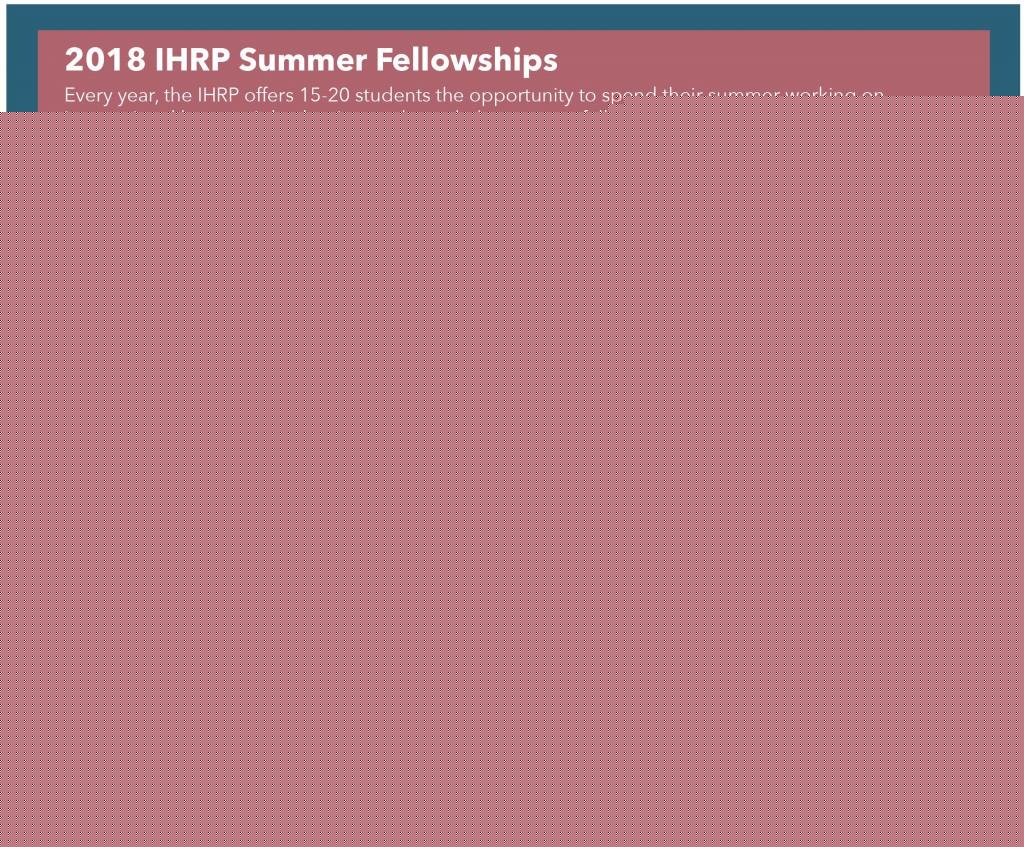 2018 IHRP Summer Fellowship Infographic