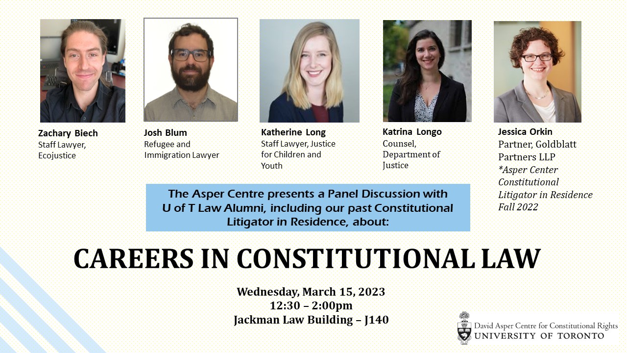 Asper Centre Careers in Constitutional law panel March 15, 2023