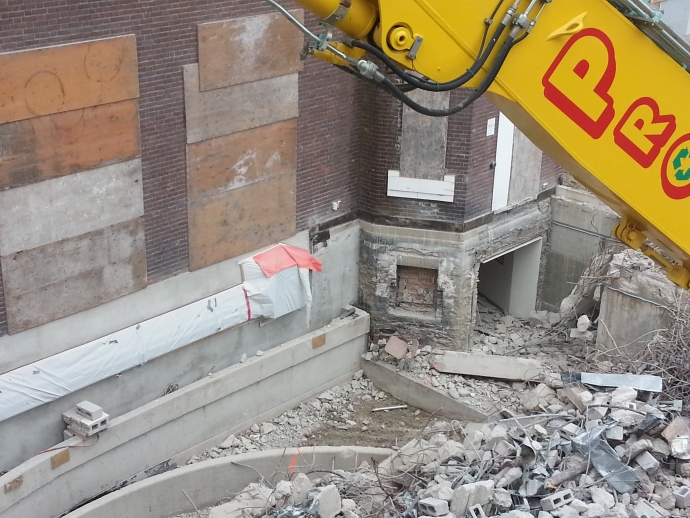 view to rubble in what used to be the lower rotunda