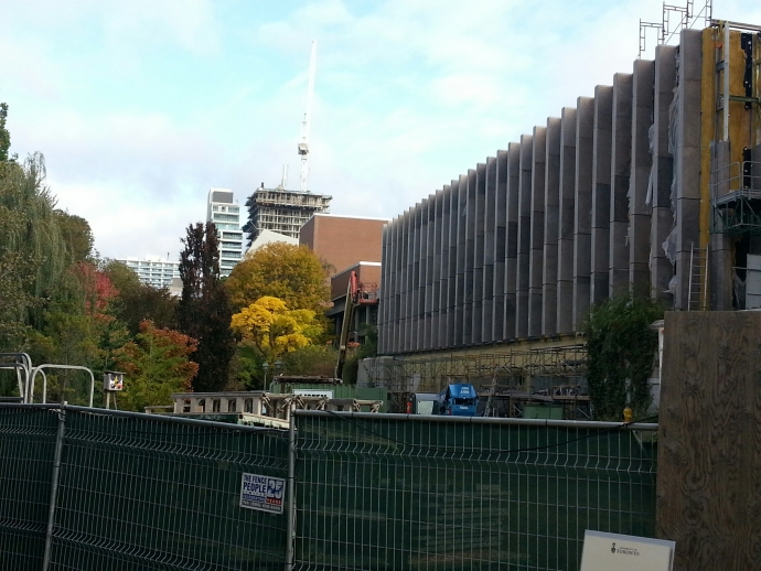 View of Jackman Law Building from south end of Philosopher's Walk
