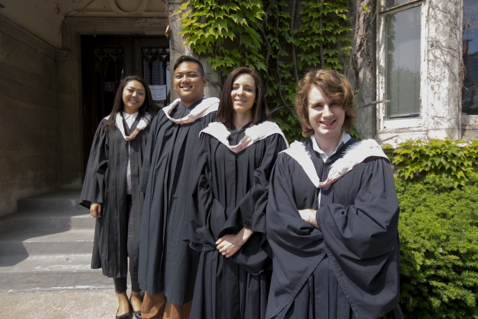 Group of law students with gowns and hoods